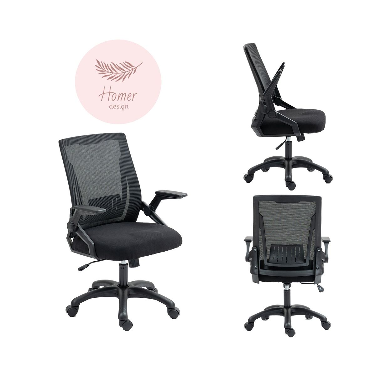 HOMER DESIGN - Silla De Oficina Color Negro Escritorio Con Asiento De Memoria