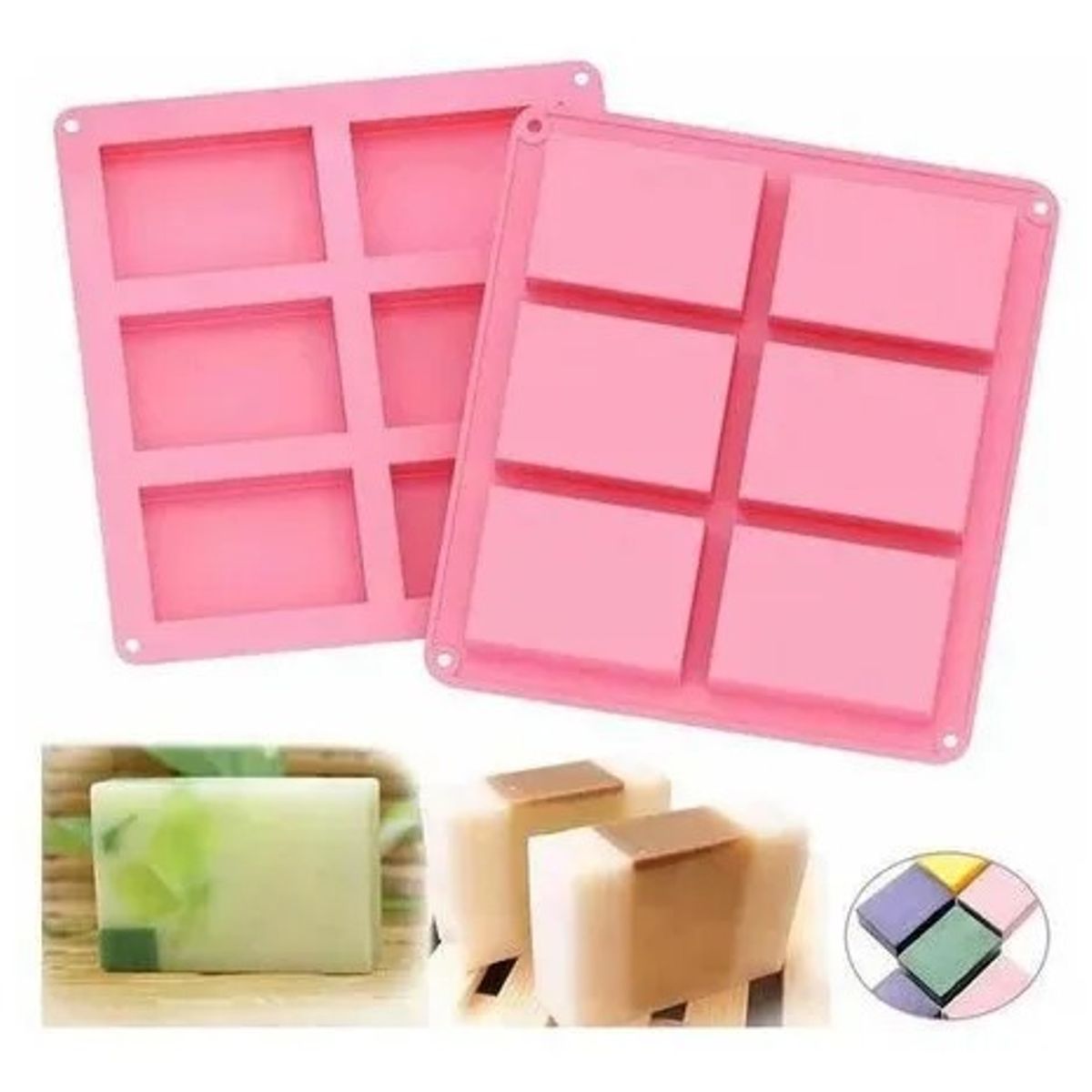 GENERICO - Molde De Silicona Para Jabon Rectangular 6 Divisiones