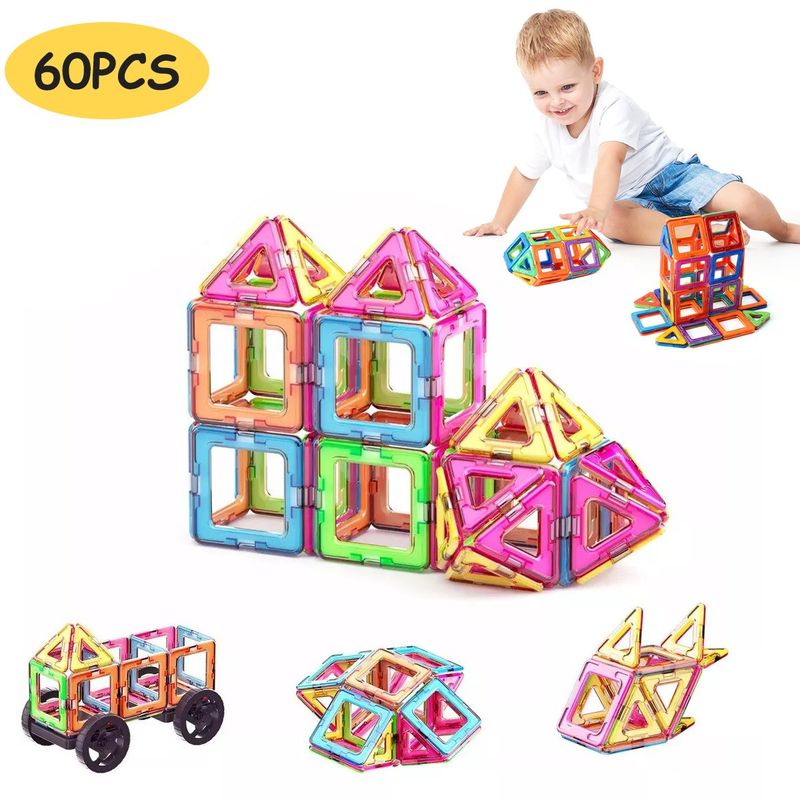 BITART - Set De Bloques Magnéticos Construcción 60pcs Con Caja