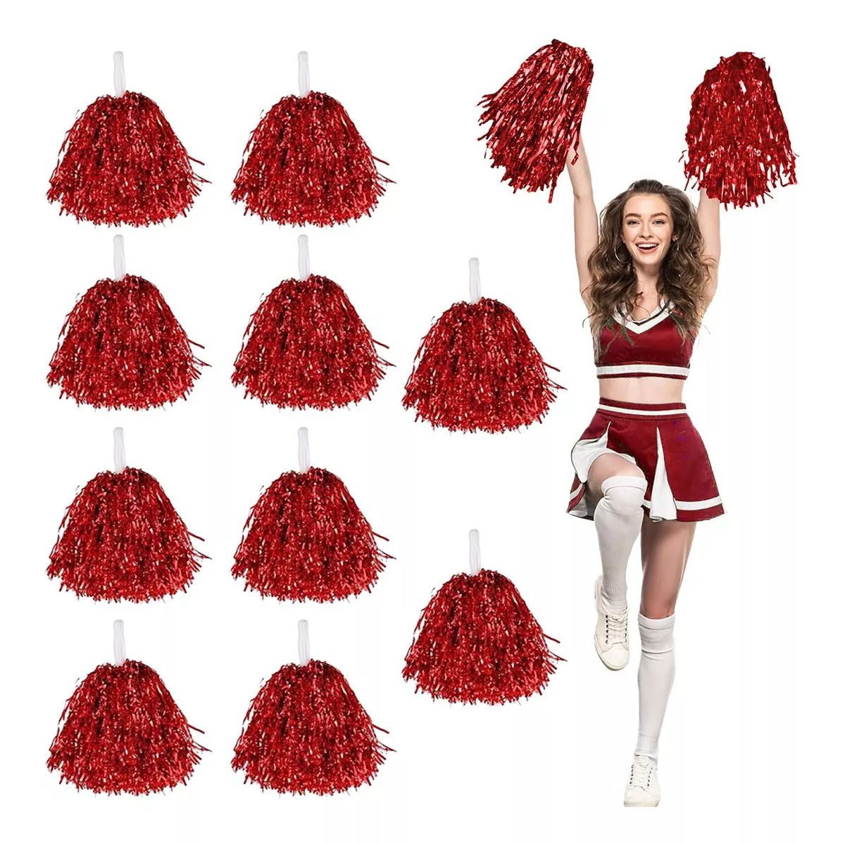BITART - 10 Pcs Pompones de Animadora Plumeros Cheerleader Colores
