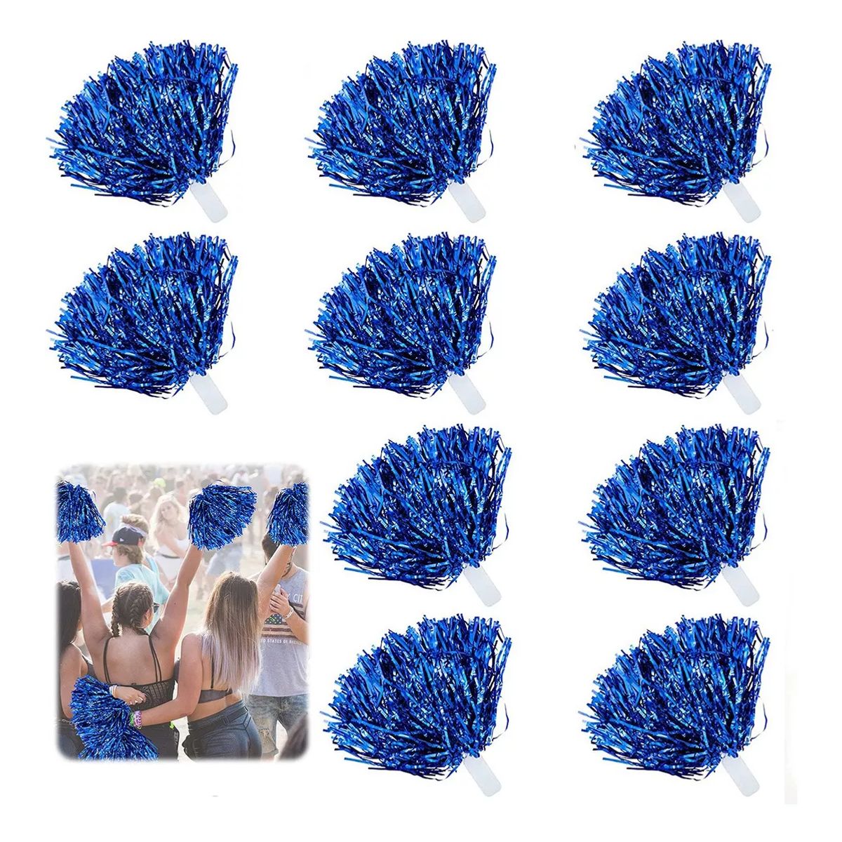 BITART - 10 Pcs Pompones de Animadora Plumeros Cheerleader Colores