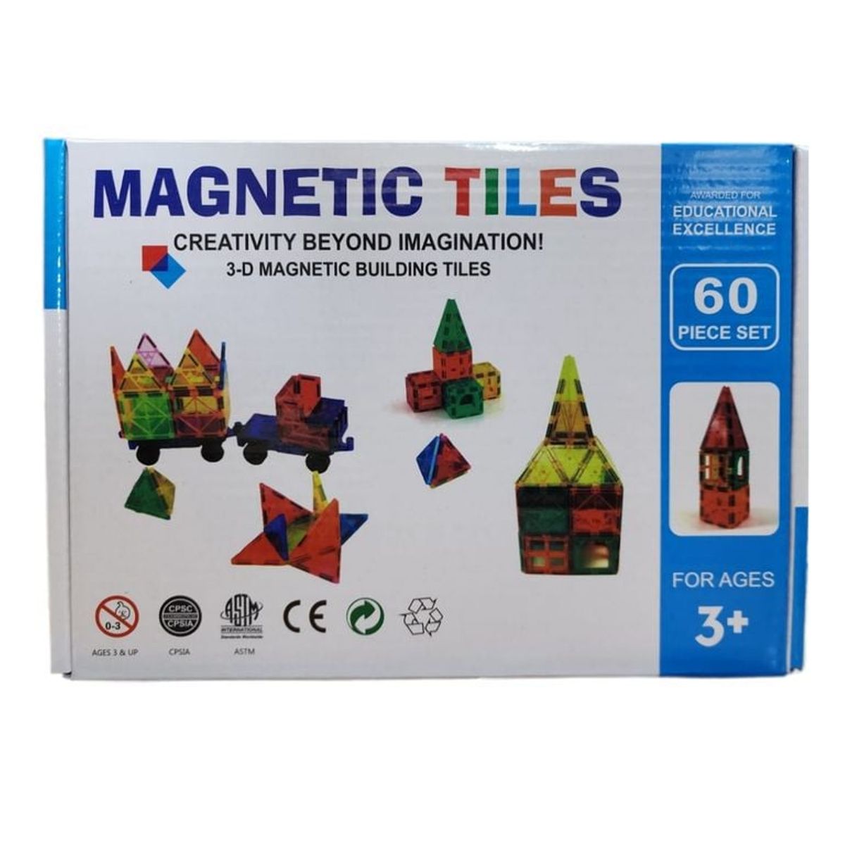 BITART - Juego De Bloques De Construcción Magnéticos 3d 60 Piezas