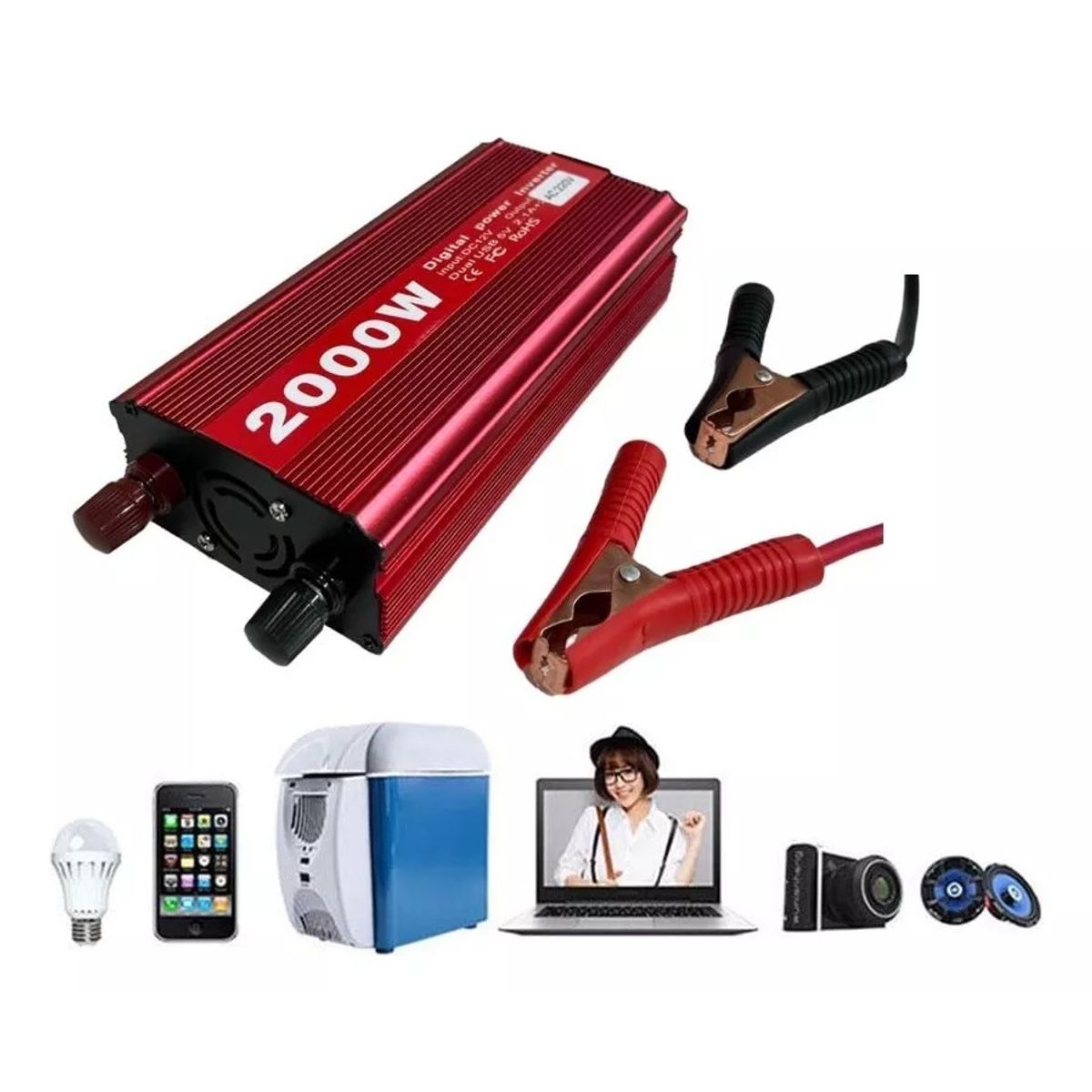 EOLAND - Inversor De Corriente 2000w 12v 220v Conversor Voltaje Auto