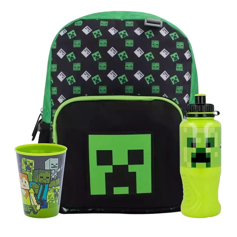 INTEK GAMES - Set Mochila Escolar Minecraft Rubber + Accesorios