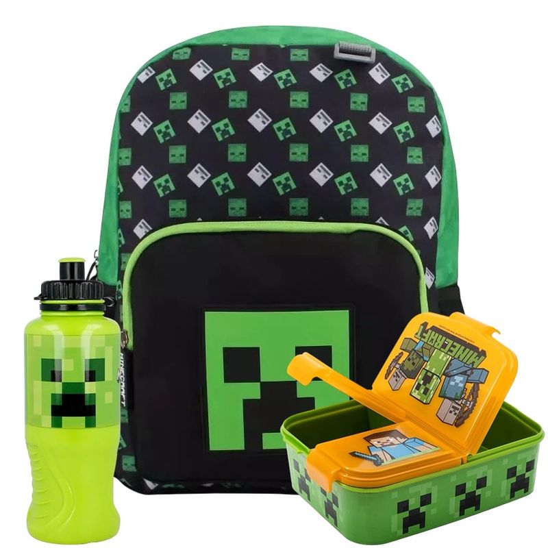 INTEK GAMES - Set Mochila Escolar Minecraft Rubber + Accesorios 2