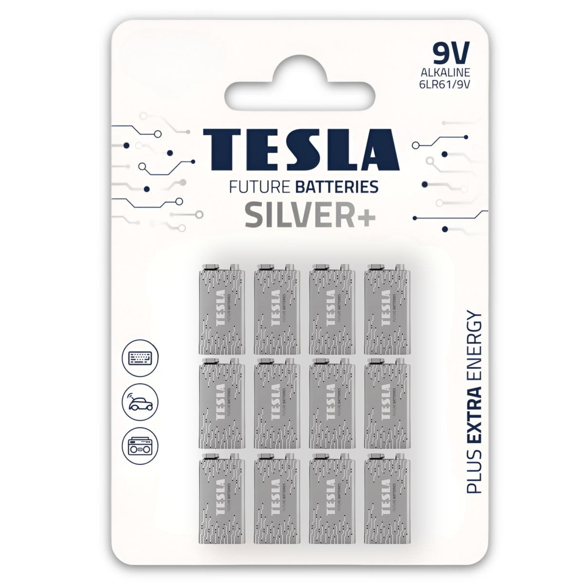 TESLA - Pack 12 Baterías 9V Tesla Silver+ Alcalina High Power