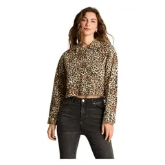 ACUARELA - Chaqueta Denim Manga Larga Estampado Café