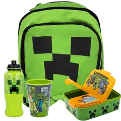 INTEK GAMES - Set Mochila Escolar Minecraft Creeper + Accesorios 3