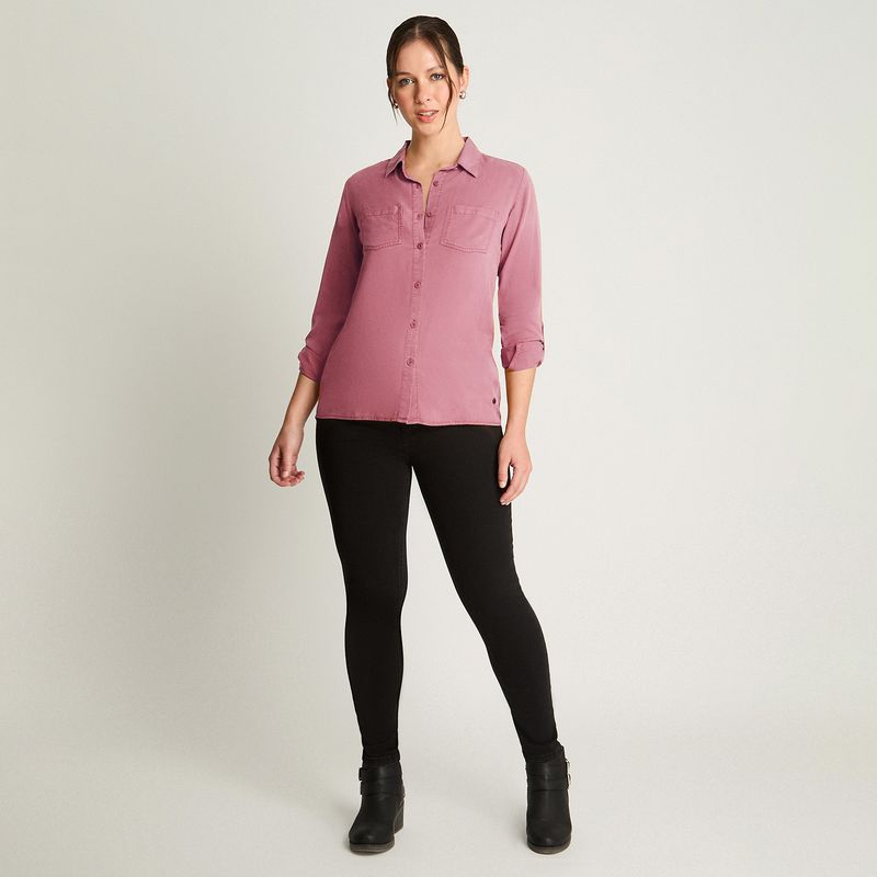 CURVI - Blusa Lyocel Color Rosado