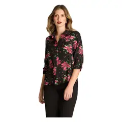 LORENZO DI PONTTI - Blusa Camisera Manga Larga Burdeo