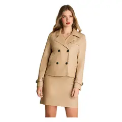LORENZO DI PONTTI - Chaqueta De Ecocuero Manga Larga Tipo Trench A La Cadera Camel