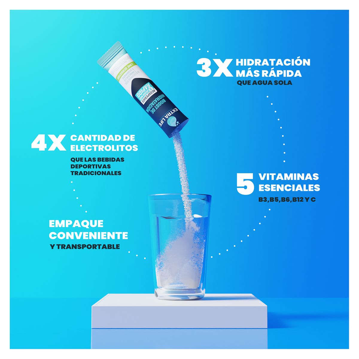 EXTRALUZ - Bebida Hidratante en Polvo 20 Sachet Extra Life Mix Sabores