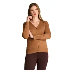 LORENZO DI PONTTI - Cardigan Manga Larga Camel