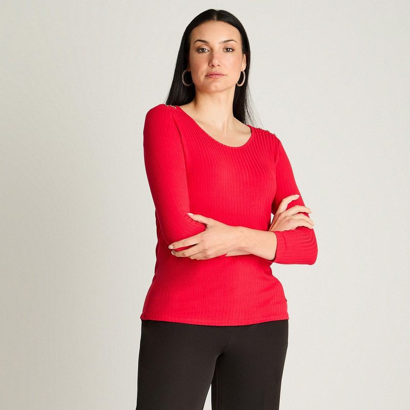 LORENZO DI PONTTI - Polera Manga 34 Con Botones En Hombro Rojo