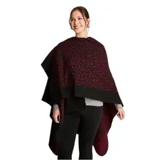 LORENZO DI PONTTI - Poncho Tejido Animal Print Burdeo