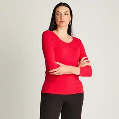 LORENZO DI PONTTI - Polera Manga 34 Con Botones En Hombro Rojo