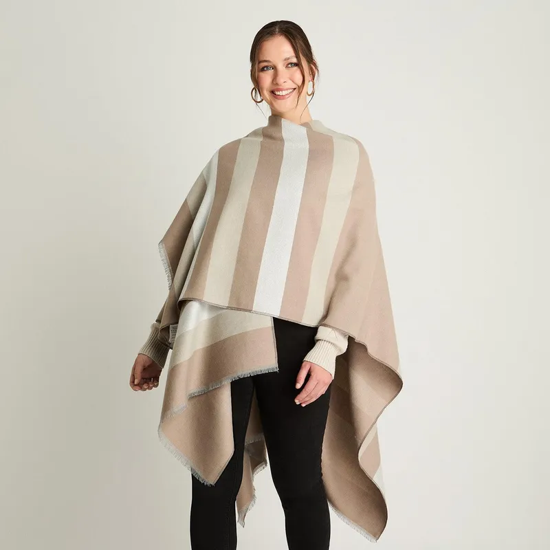 LORENZO DI PONTTI - Poncho Tejido Bloques Beige