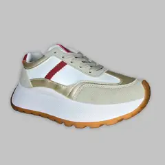 PAND G - Zapatillas Urbana Con Plataforma Comodas Blanco Dorado 7685