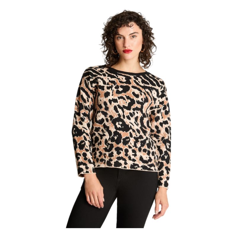 CURVI - Sweater Manga Larga Cuello Redondo Básico Camel