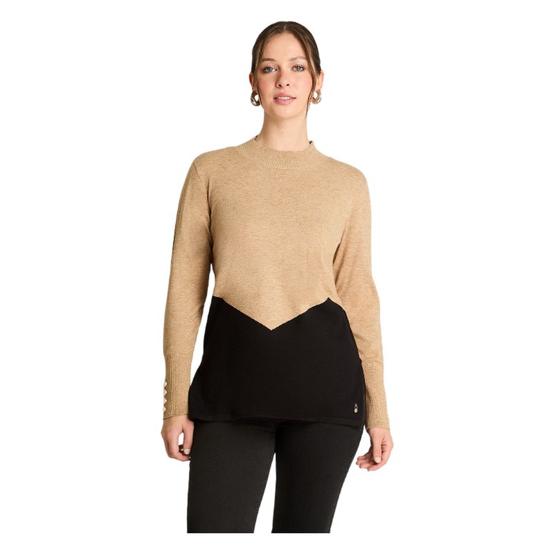 LORENZO DI PONTTI - Sweater Manga Larga Bitono Camel