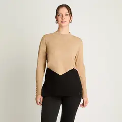 LORENZO DI PONTTI - Sweater Manga Larga Bitono Camel