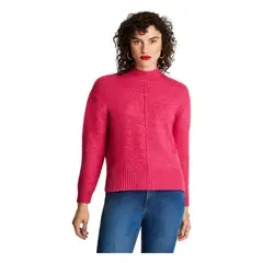 CURVI - Tejido Manga Larga Cuello Mock Melange Rosado