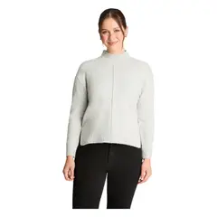 CURVI - Tejido Manga Larga Cuello Mock Melange Gris