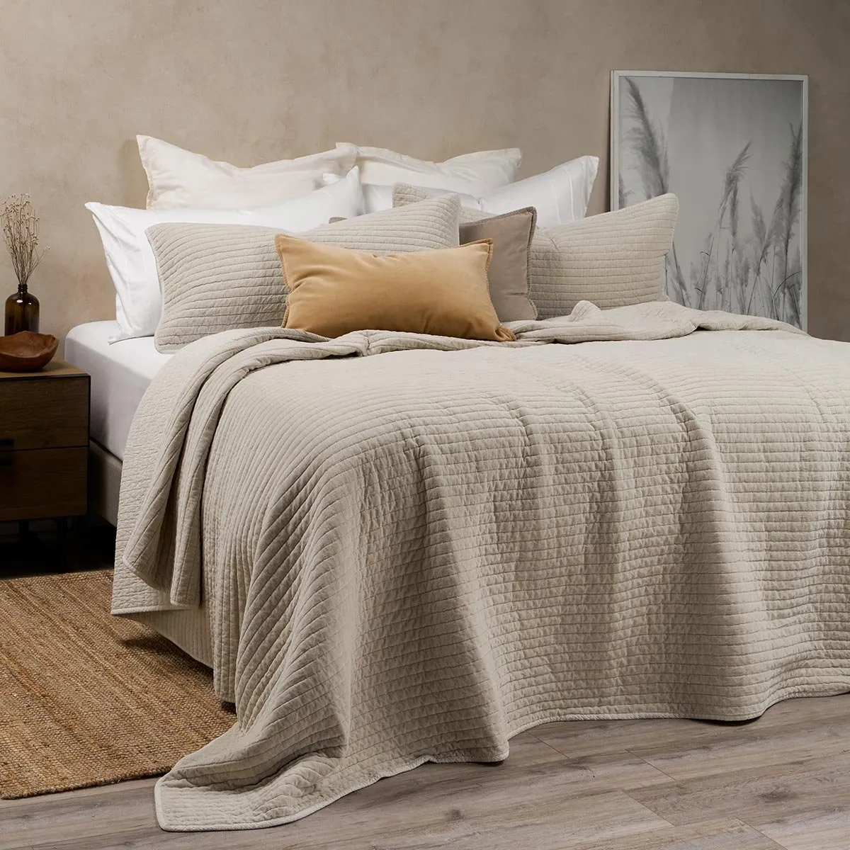 ROSEN - Cubrecama Algodón Velvet Salzweg Greige 2 Plazas