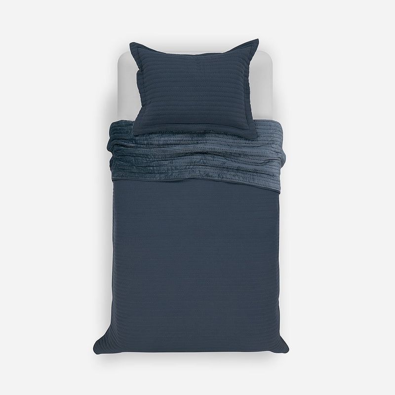 ROSEN - Cubrecama Flannel Supersoft Azul 1,5 Plazas