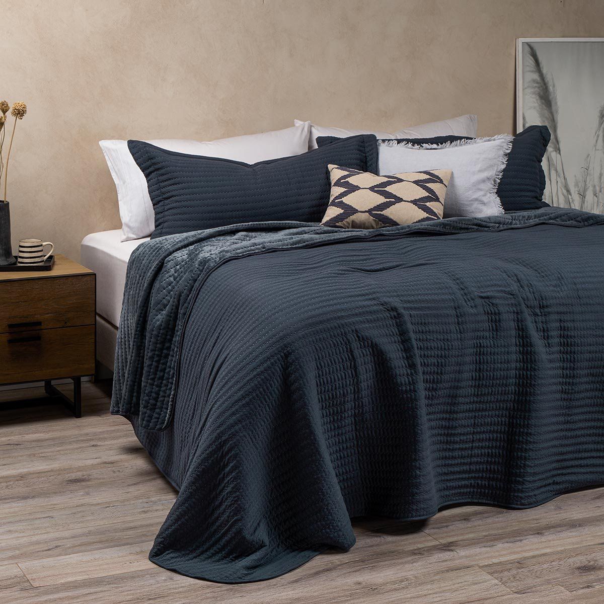 ROSEN - Cubrecama Flannel Supersoft Azul King