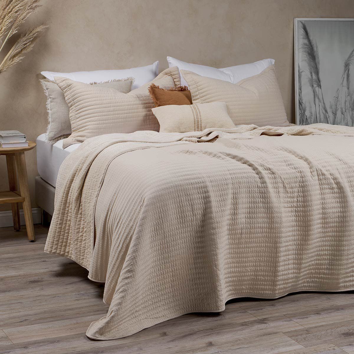 ROSEN - Cubrecama Flannel Supersoft Beige King