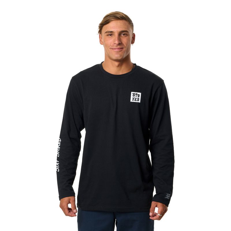 STOKED - Polera Logo Ml Hombre Negra