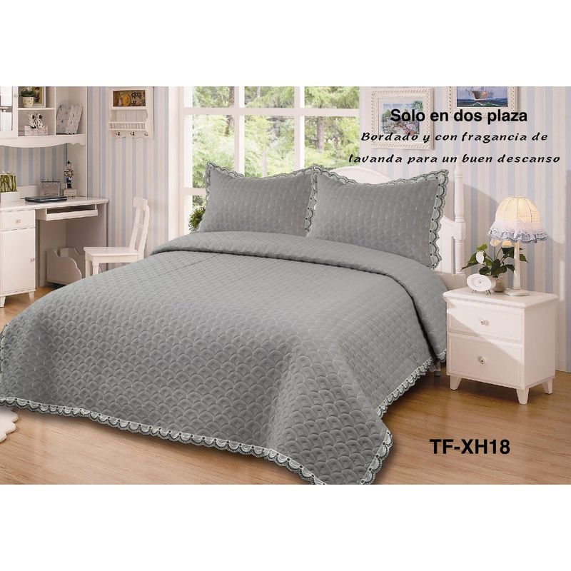 ANGELES DEL HOGAR - QUILT BORDADO CUBRECAMAS 2 PLAZAS