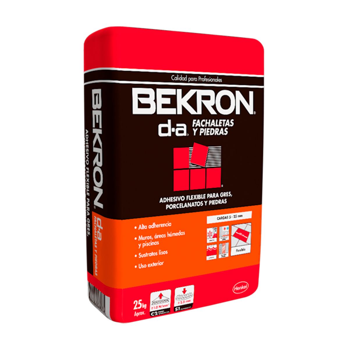 HENKEL - BEKRON DA FACHALETAS Y PIEDRAS - Adhesivo doble acción 25 kg