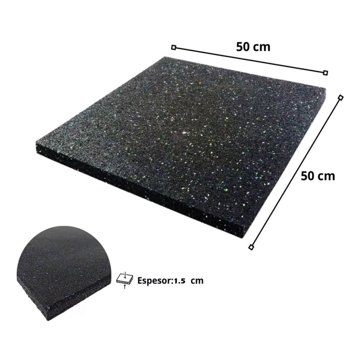 MUNDO MAGIA - Pack 4 Piso De Caucho Gimnasio 50*50*1.5 Cm