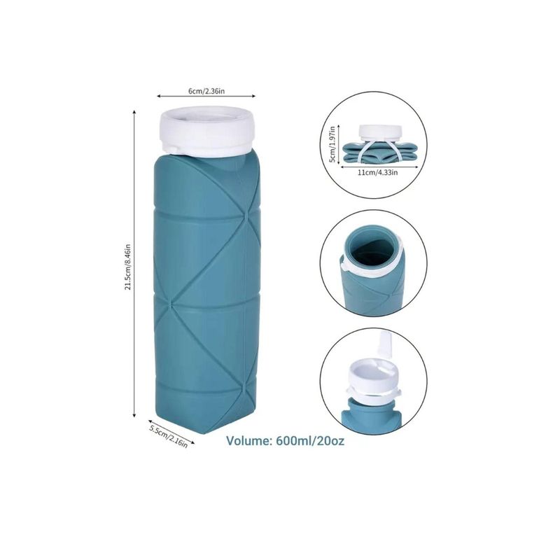 GENERICO - Termo Portátil Vaso Plegable Viaje Camping 600ml Turquesa