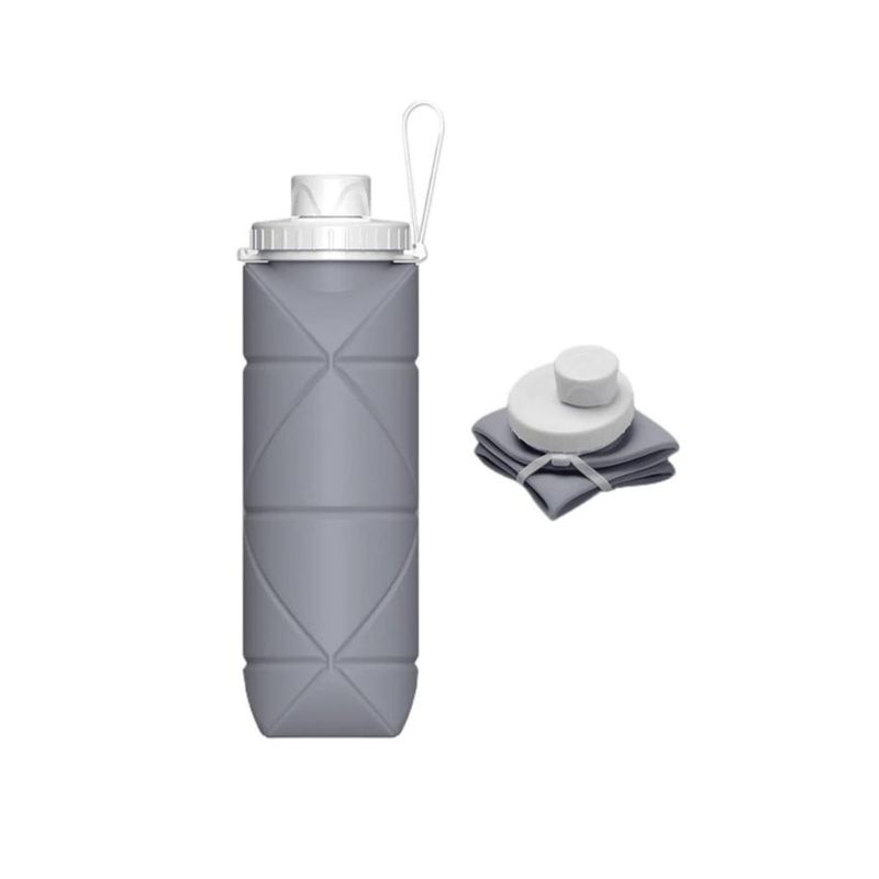 GENERICO - Termo Portátil Vaso Plegable Viaje Camping 600ml Gris