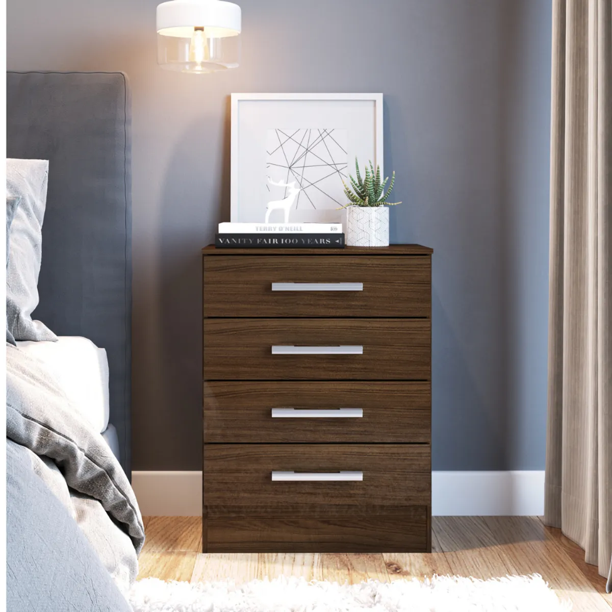 MOVELARIA - COMODA 4 CAJONES COLOR CACAO BC40