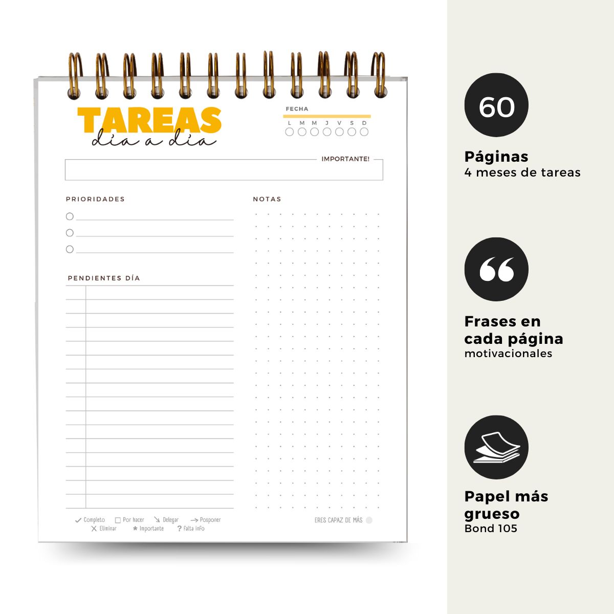 GENERICO - Planner 4 Meses - Tareas Diarias - Agenda Diaria sin Fecha