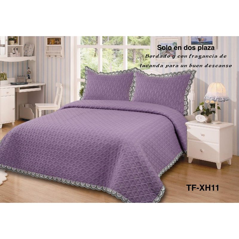 ANGELES DEL HOGAR - QUILT BORDADO CUBRECAMAS 2 PLAZAS