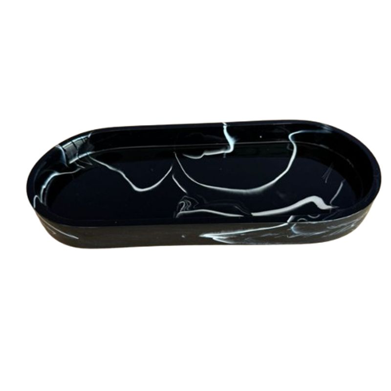 SOMOS DECO - Plato estilo mármol ovalado negro