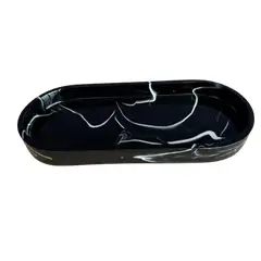 SOMOS DECO - Plato estilo mármol ovalado negro