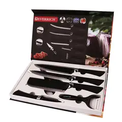 GENERICO - Set De Cuchillos Profesionales Con Tijeras Y Pelador Negro