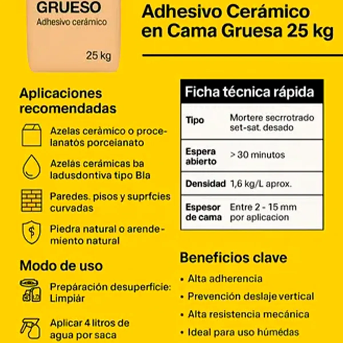 HENKEL - BEKRON DA GRUESO - Adhesivo cerámico, 25Kg