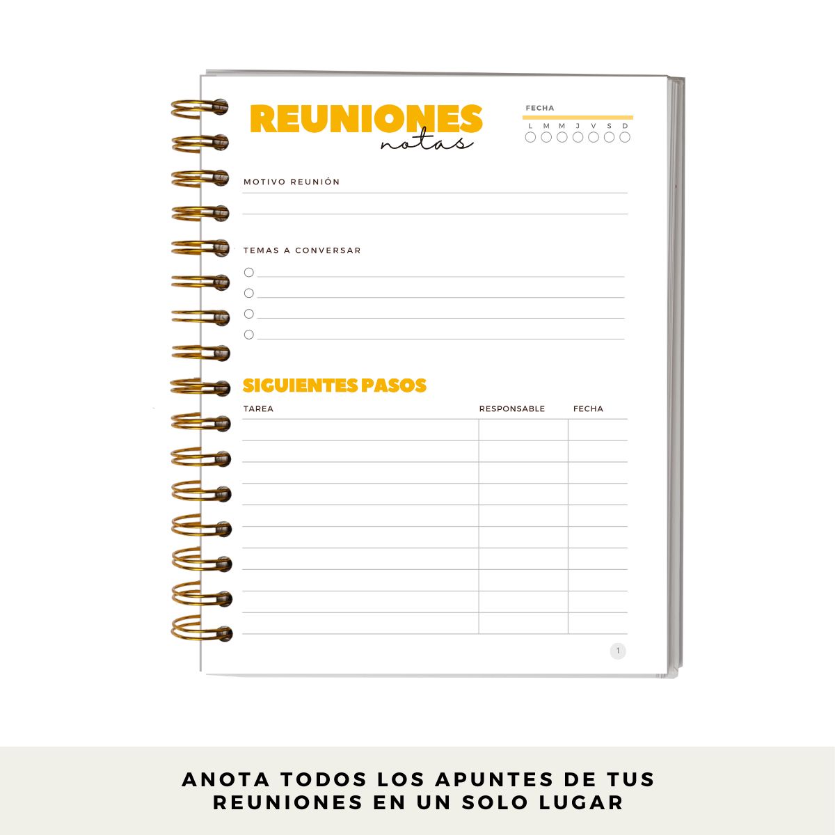 GENERICO - Cuaderno de Reuniones Profesional - Espacio 60 Reuniones