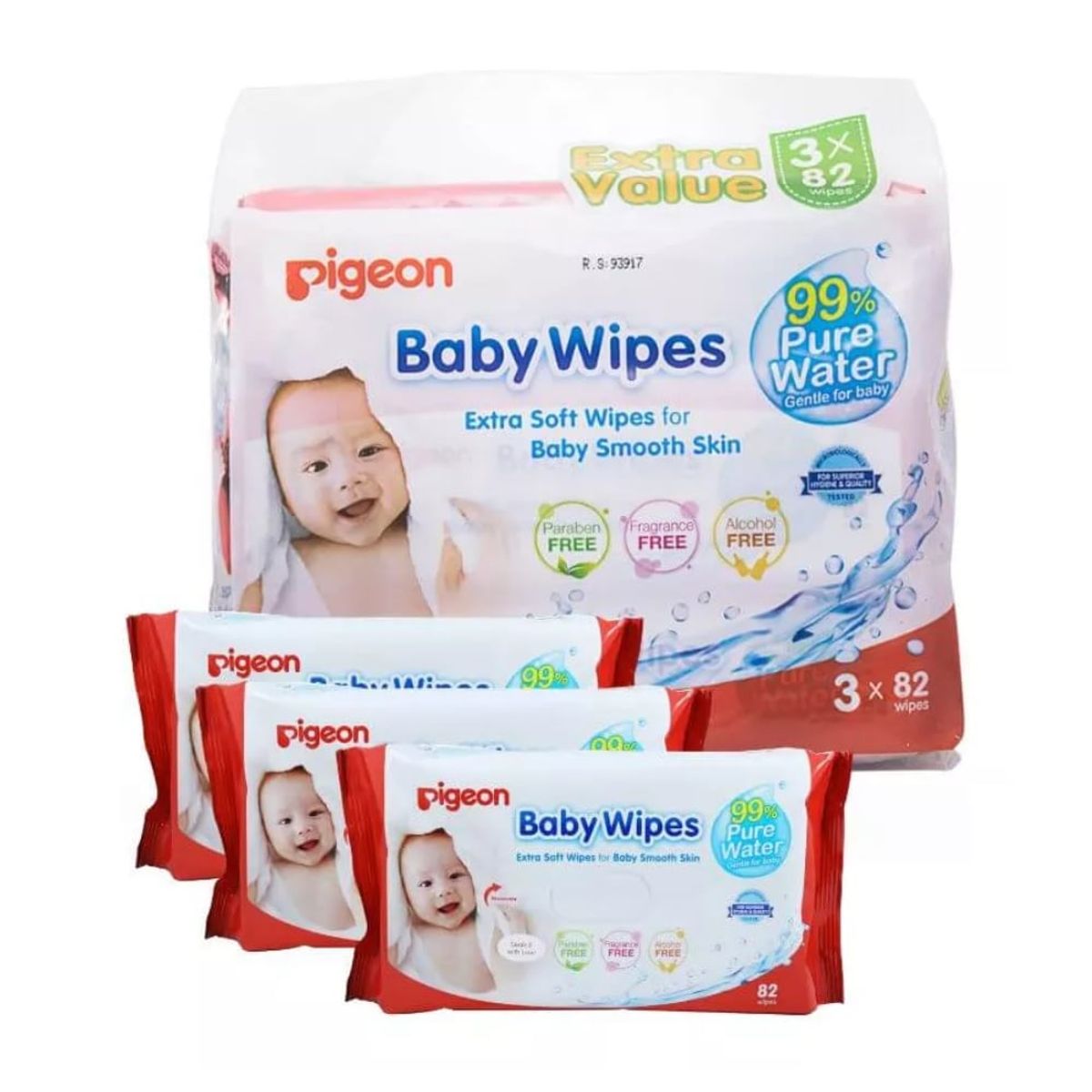 PIGEON - Toallita Húmeda 82 Un. 3 Pack PIGEON Water Base