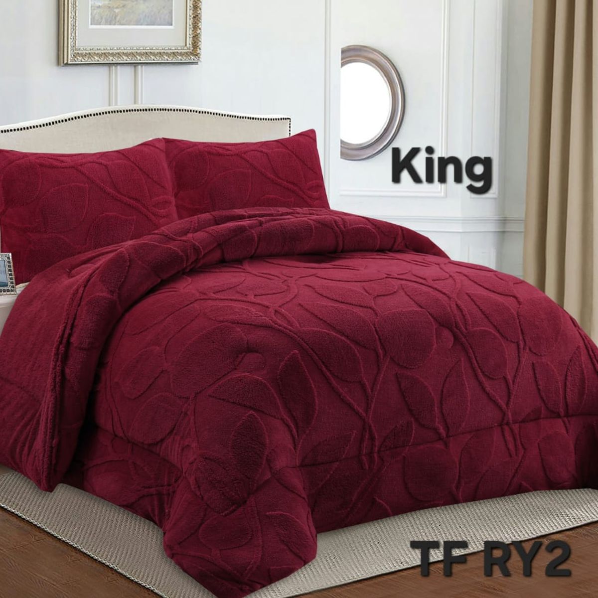 GENERICO - Cobertor de Invierno con chiporro 2,5 plazas - King Diseño Hojas