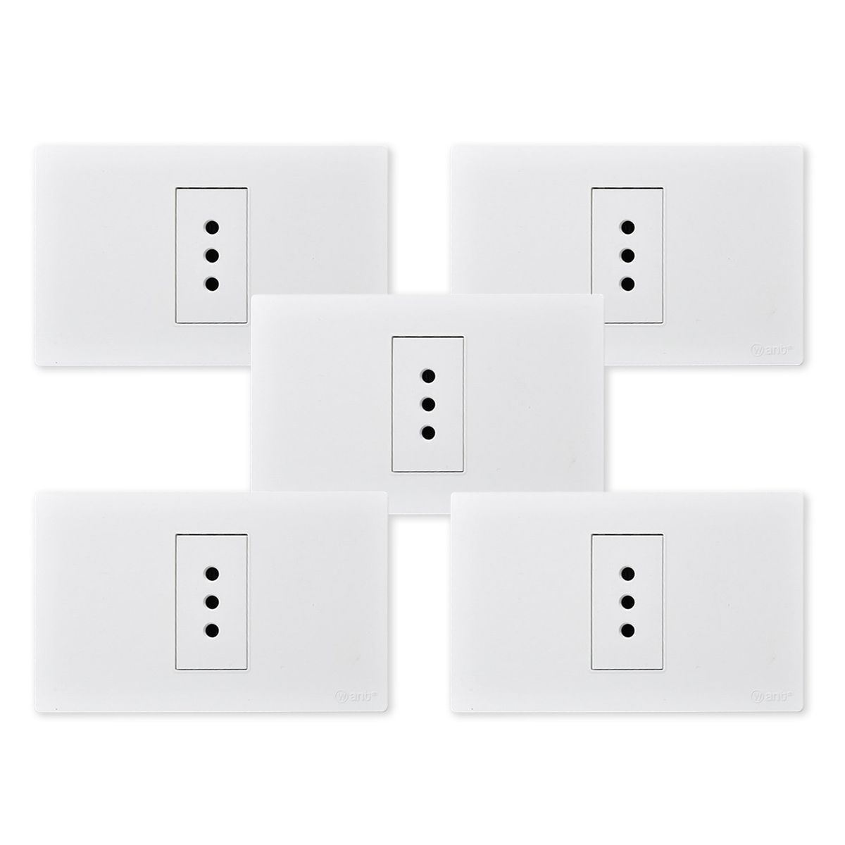 WANT - Pack 5 Tomacorriente Simple Metálico 10A - Blanco