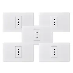 WANT - Pack 5 Tomacorriente Simple Metálico 10A - Blanco
