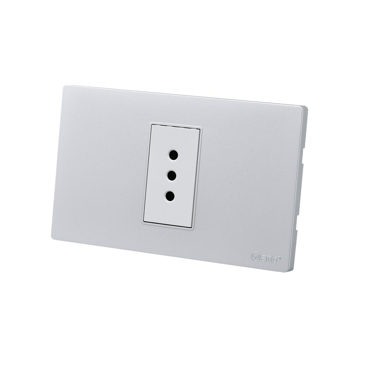 WANT - Pack 5 Tomacorriente Simple Metálico 10A - Gris Blanco